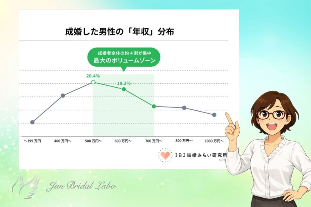成婚した男性の年収分布図